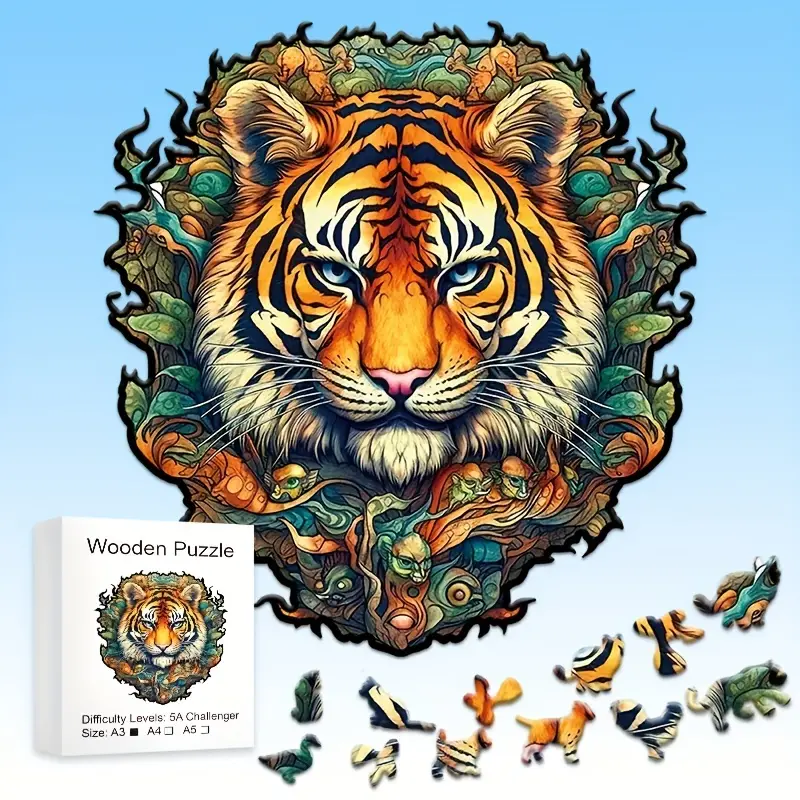 Travel Accessories Unique - Tiger Wooden Jigsaw Puzzle, Uniquely Irregular