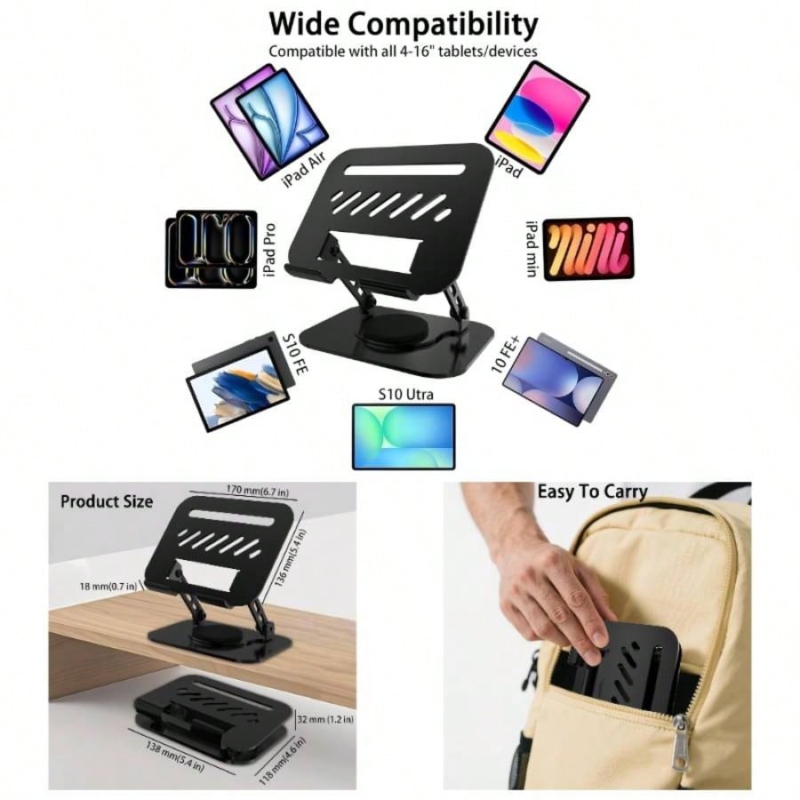 Travel Accessories For Men - Black Phone Holders Tablet Stand, 360