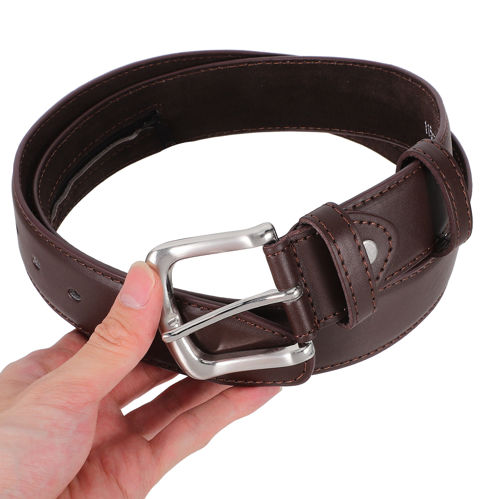 Money Belt Hidden - Hidden Zipper Pocket PU Wallet Belt