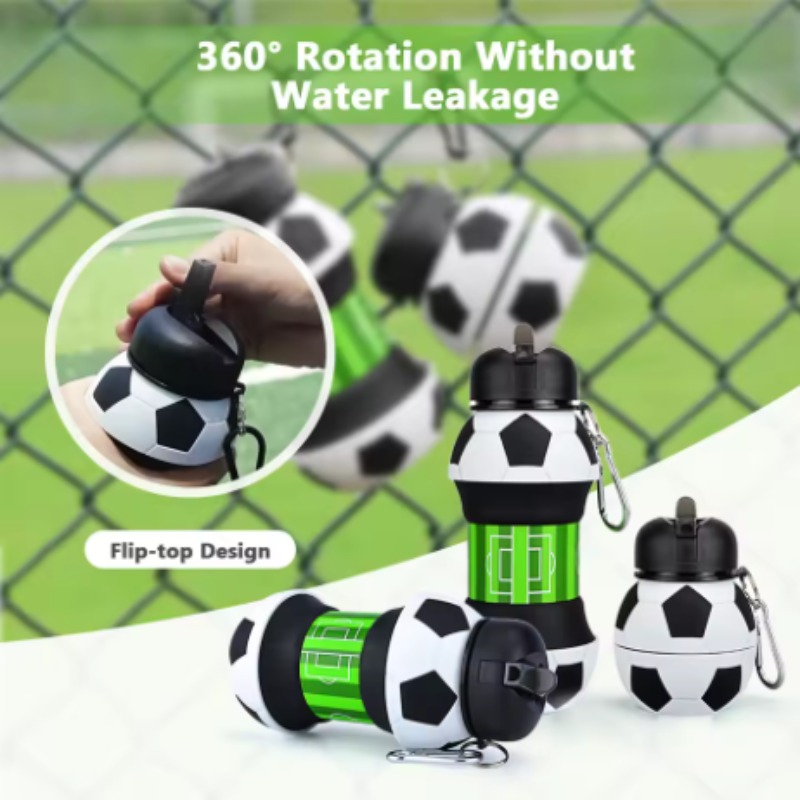 Water Bottle Collapsible - Football Silicone Collapsible Cup Drop-proof Portable