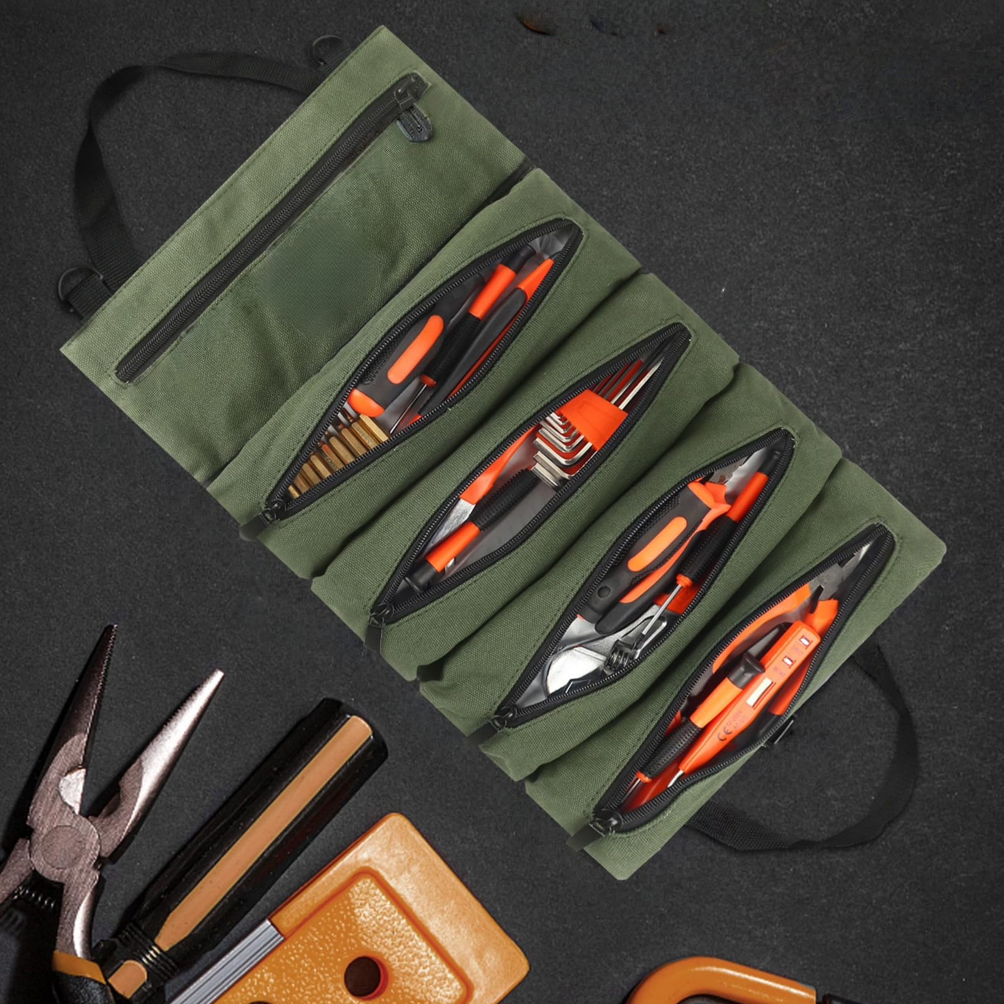 Canvas Tool Roll Up Pouch - He - Travel Router Accessories avaliação e preço