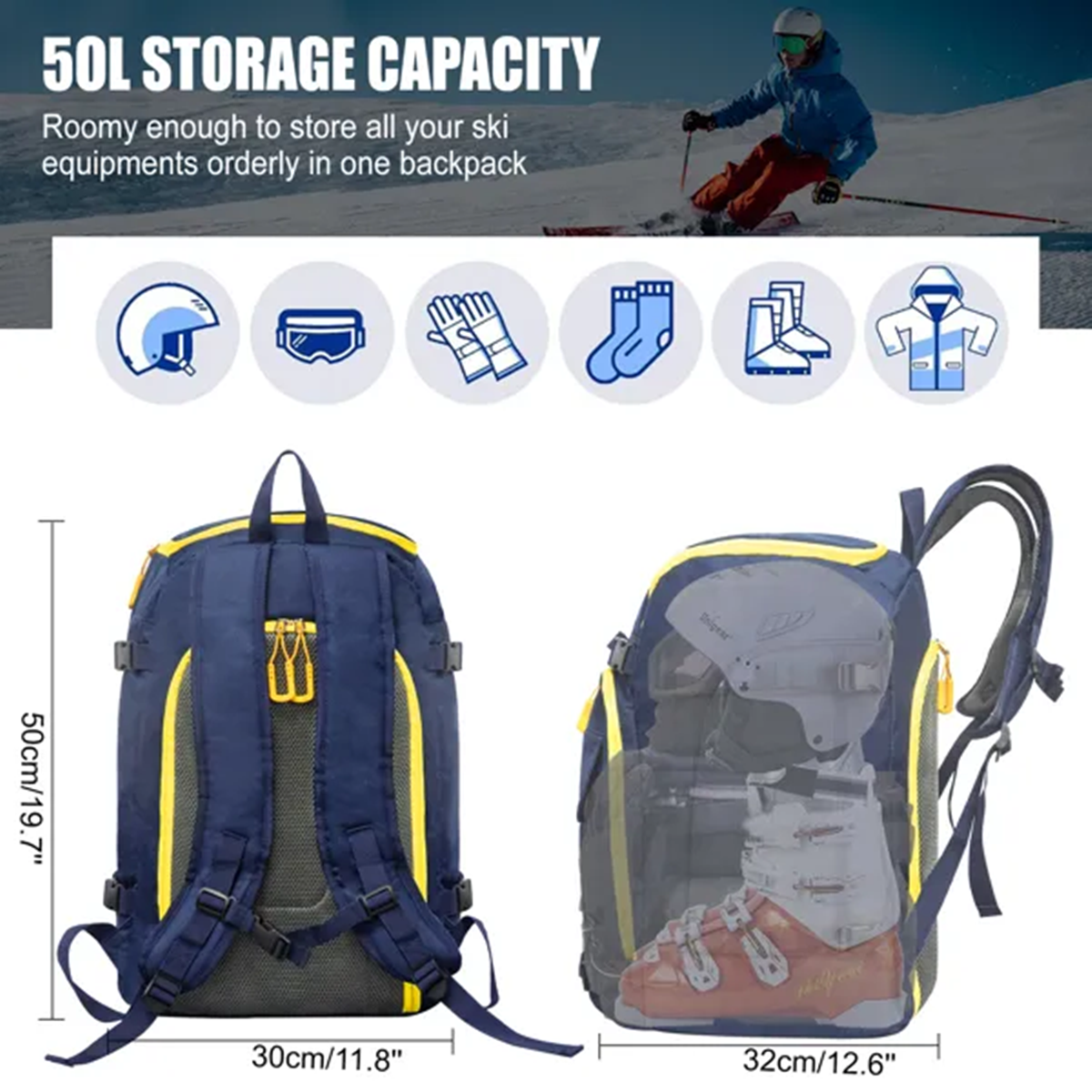 50L Blue Travel Ski Backpack f - Travel Accessories In Amazon avaliação e preço