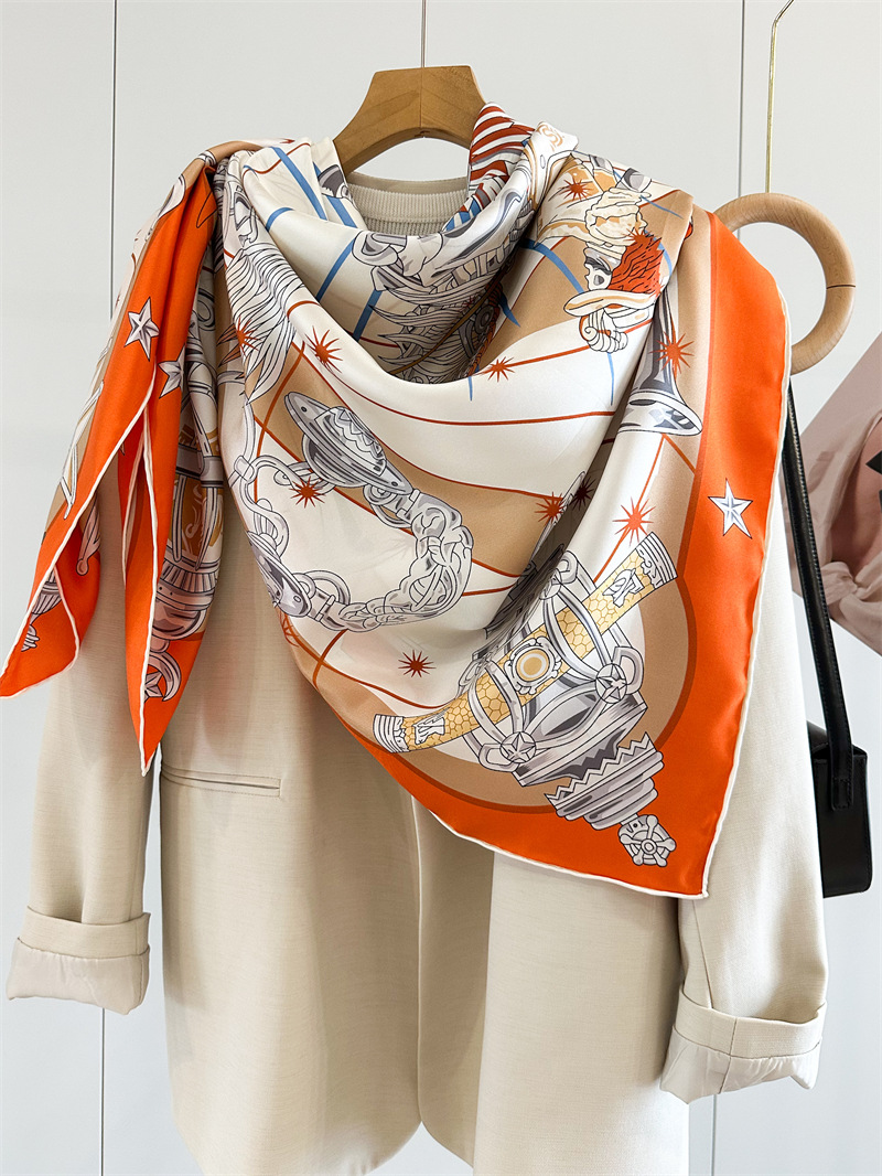 Luxury Brand Scarf Large Silk  - Travel Hair Accessories avaliação e preço