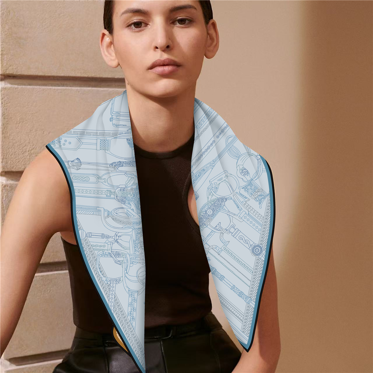 Two Sided Print Twill Scarf Wo - Travel Hair Accessories avaliação e preço