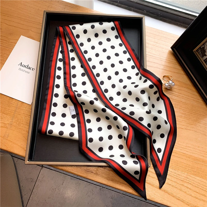 Luxury Long Silk Scarf Female  - Travel Hair Accessories avaliação e preço