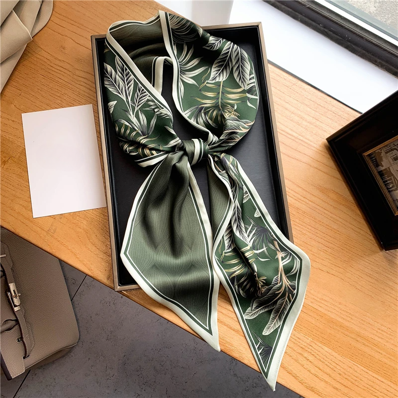 Luxury Long Silk Scarf Female  - Travel Hair Accessories avaliação e preço