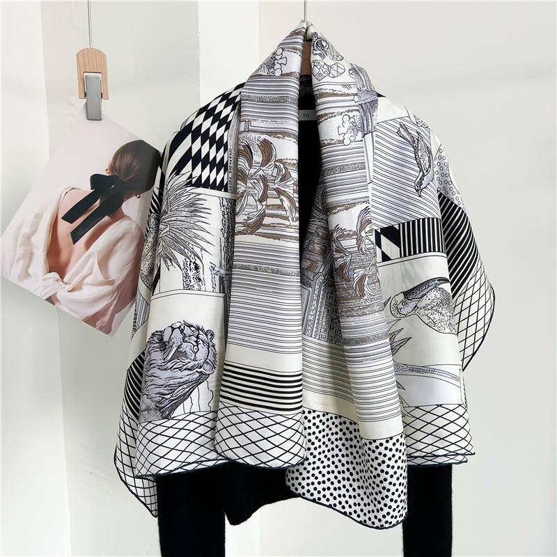 Large Silk Scarfs Brands Desig - Travel Hair Accessories avaliação e preço