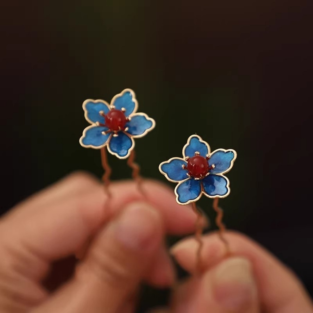 Blue Flower Ancient-Style Hanf - Travel Hair Accessories avaliação e preço