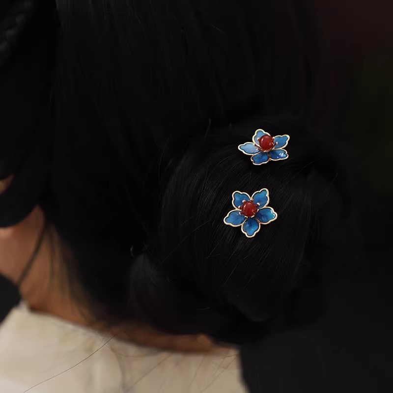 Blue Flower Ancient-Style Hanf - Travel Hair Accessories avaliação e preço