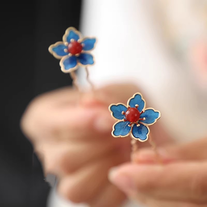 Blue Flower Ancient-Style Hanf - Travel Hair Accessories avaliação e preço