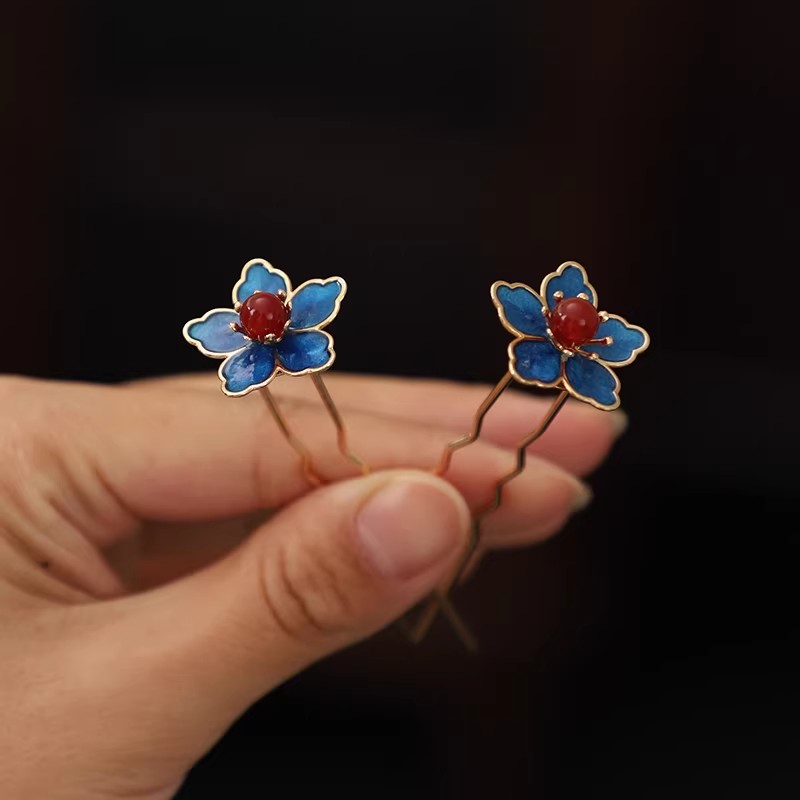 Blue Flower Ancient-Style Hanf - Travel Hair Accessories avaliação e preço