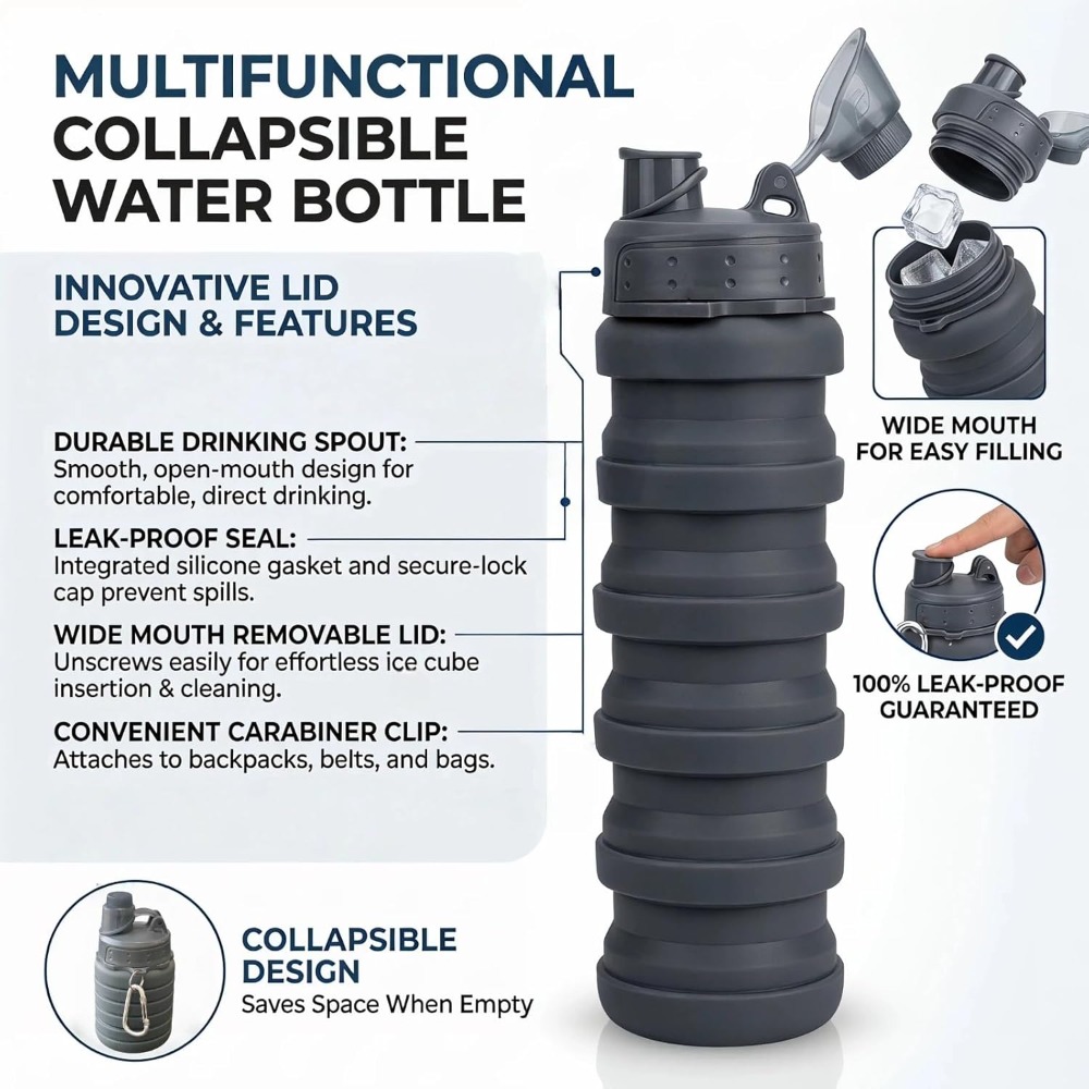 Collapsible Water Bottle 500ml - Water Bottle Collapsible avaliação e preço