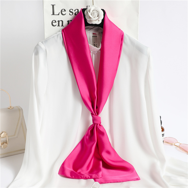 Red Solid Color Long Silk Scar - Travel Hair Accessories avaliação e preço